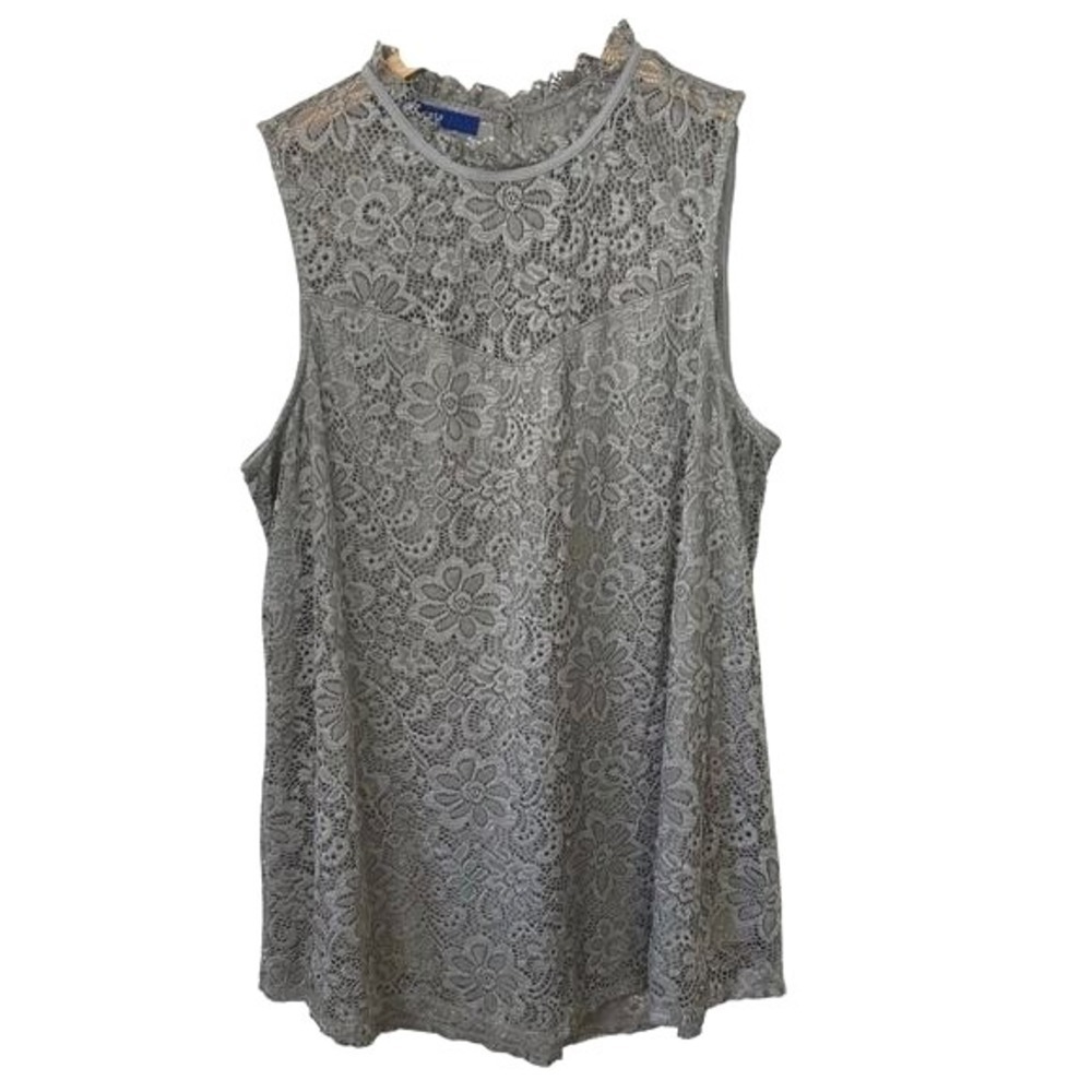 Apt 9 Y2K Floral Lace Top Gray Womens Large Feminine Fairy Grunge Boho Coquette